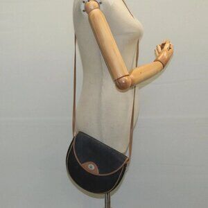 Christian Dior Honeycomb Canvas Shoulder Bag PVC Leather Black Auth 106108